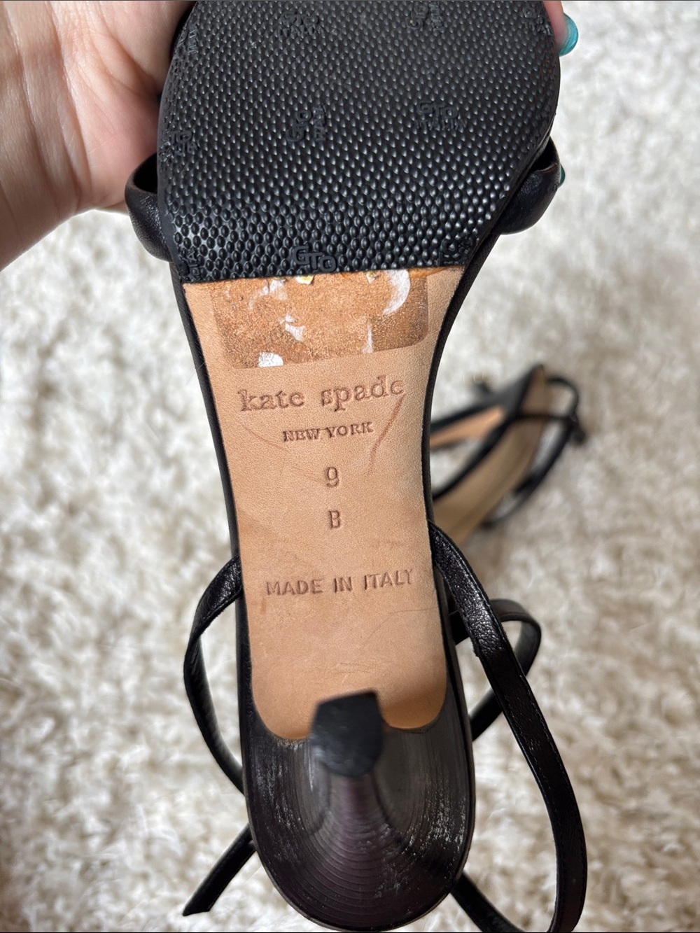 kate spade Black Knotted Ankle-Strap Heels with Gold Accents - Picture 4 of 5